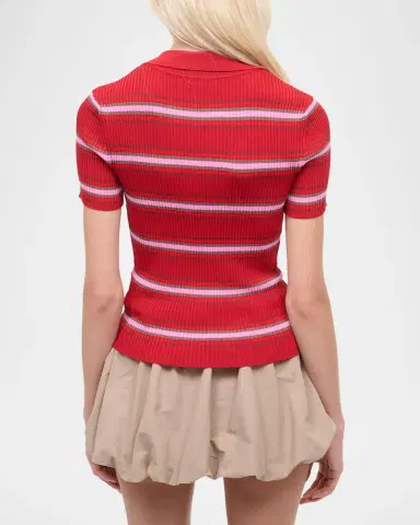 Staud Ren Striped Polo Top | Thumbnail 3 Staud Ren Striped Polo Top | Thumbnail 3