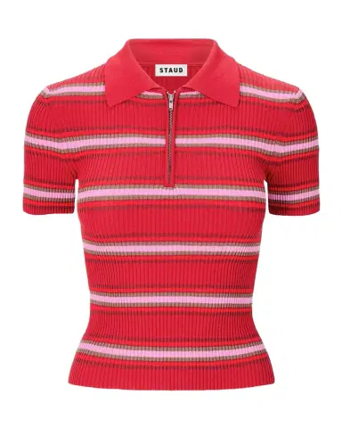 Staud Ren Striped Polo Top | Thumbnail 1 Staud Ren Striped Polo Top | Thumbnail 1