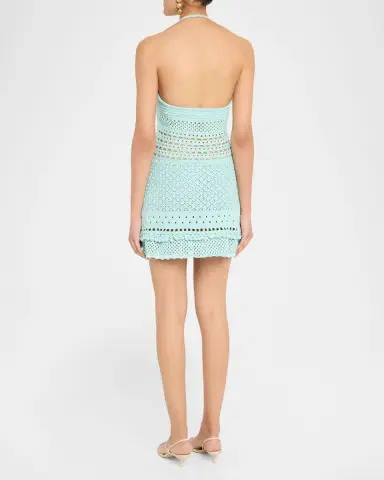Retrofête Saffy Crochet Halter Mini Dress | Thumbnail 3 Retrofête Saffy Crochet Halter Mini Dress | Thumbnail 3