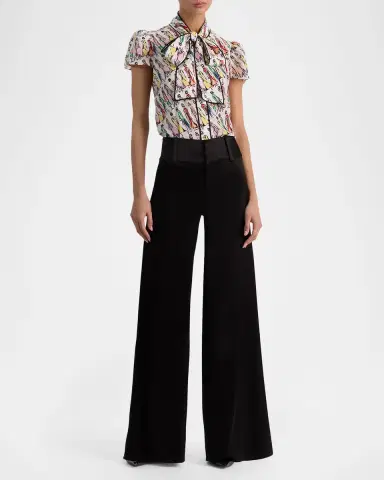 ALICE + OLIVIA Jeannie Staceface Tie-Neck Blouse | Thumbnail 2 ALICE + OLIVIA Jeannie Staceface Tie-Neck Blouse | Thumbnail 2