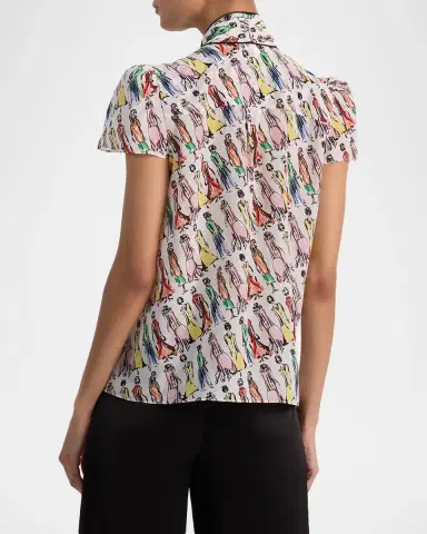 ALICE + OLIVIA Jeannie Staceface Tie-Neck Blouse | Thumbnail 3 ALICE + OLIVIA Jeannie Staceface Tie-Neck Blouse | Thumbnail 3