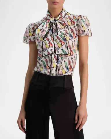 ALICE + OLIVIA Jeannie Staceface Tie-Neck Blouse | Thumbnail 6 ALICE + OLIVIA Jeannie Staceface Tie-Neck Blouse | Thumbnail 6