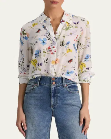 ALICE + OLIVIA Twisting Vines Willa Placket Top | Thumbnail 4 ALICE + OLIVIA Twisting Vines Willa Placket Top | Thumbnail 4