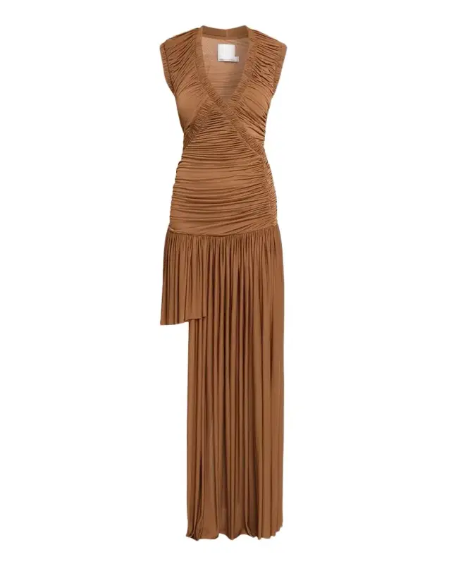 Theron Pleated Asymmetric Gown Theron Pleated Asymmetric Gown