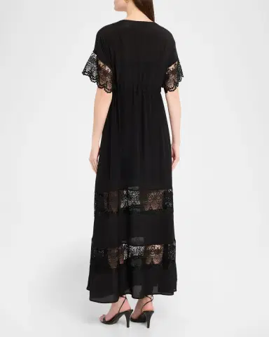 Johnny Was Amapola Embroidered Lace-Trim Maxi Dress | Thumbnail 3 Johnny Was Amapola Embroidered Lace-Trim Maxi Dress | Thumbnail 3