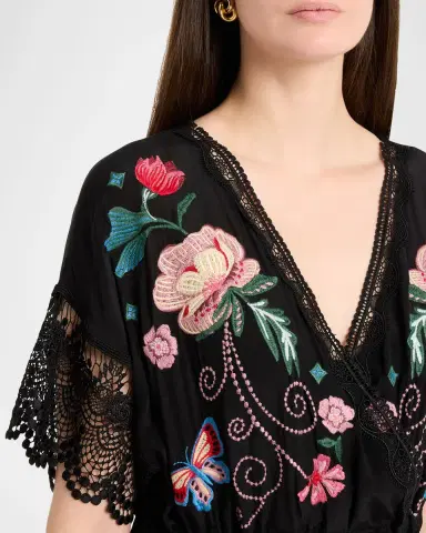 Johnny Was Amapola Embroidered Lace-Trim Maxi Dress | Thumbnail 5 Johnny Was Amapola Embroidered Lace-Trim Maxi Dress | Thumbnail 5