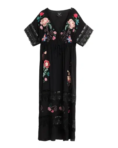 Johnny Was Amapola Embroidered Lace-Trim Maxi Dress | Thumbnail 1 Johnny Was Amapola Embroidered Lace-Trim Maxi Dress | Thumbnail 1