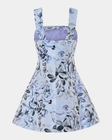 Milly Elodie Floral Jacquard Fit-&-Flare Mini Dress | Thumbnail 3 Milly Elodie Floral Jacquard Fit-&-Flare Mini Dress | Thumbnail 3