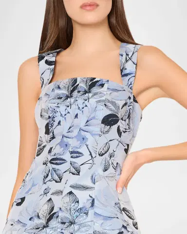 Milly Elodie Floral Jacquard Fit-&-Flare Mini Dress | Thumbnail 4 Milly Elodie Floral Jacquard Fit-&-Flare Mini Dress | Thumbnail 4
