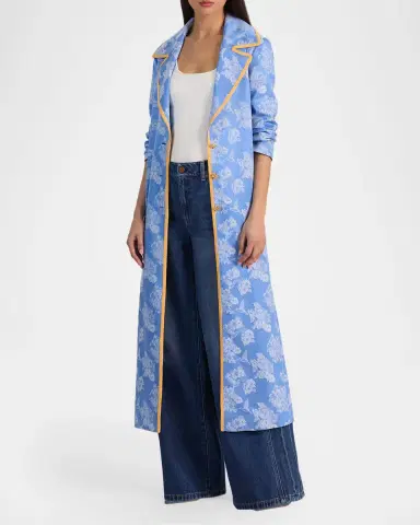 ALICE + OLIVIA Levine Drapey Floral Jacquard Coat | Thumbnail 4 ALICE + OLIVIA Levine Drapey Floral Jacquard Coat | Thumbnail 4