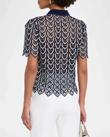 Milly Addison Collared Lace Top | Thumbnail 3 Milly Addison Collared Lace Top | Thumbnail 3
