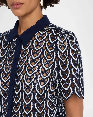 Milly Addison Collared Lace Top | Thumbnail 5 Milly Addison Collared Lace Top | Thumbnail 5