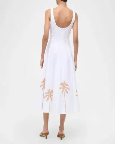 STAUD Wells Palm Tree Embroidered Poplin Midi Dress | Thumbnail 3 STAUD Wells Palm Tree Embroidered Poplin Midi Dress | Thumbnail 3