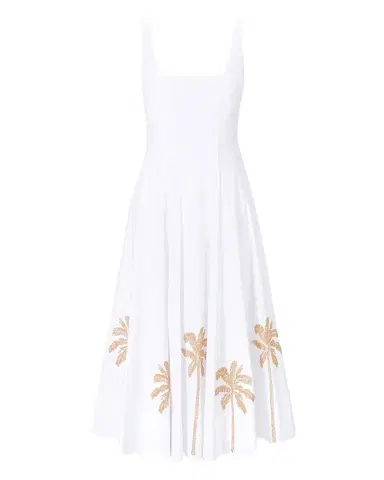 STAUD Wells Palm Tree Embroidered Poplin Midi Dress | Thumbnail 1 STAUD Wells Palm Tree Embroidered Poplin Midi Dress | Thumbnail 1