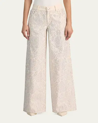 Alice + Olivia Amazing Embellished Wide-Leg Jeans | Thumbnail 4 Alice + Olivia Amazing Embellished Wide-Leg Jeans | Thumbnail 4