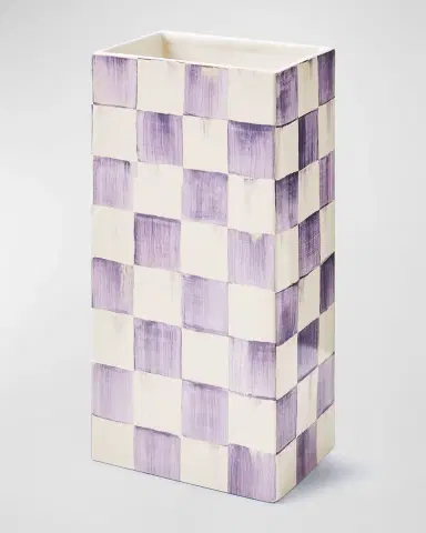 MacKenzie-Childs Violet Check 11" Pillar Vase | Thumbnail 2 MacKenzie-Childs Violet Check 11" Pillar Vase | Thumbnail 2
