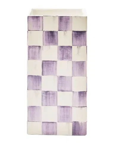 MacKenzie-Childs Violet Check 11" Pillar Vase | Thumbnail 1 MacKenzie-Childs Violet Check 11" Pillar Vase | Thumbnail 1