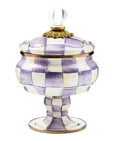 MacKenzie-Childs Violet Check Curiosity Pot | Thumbnail 1 MacKenzie-Childs Violet Check Curiosity Pot | Thumbnail 1