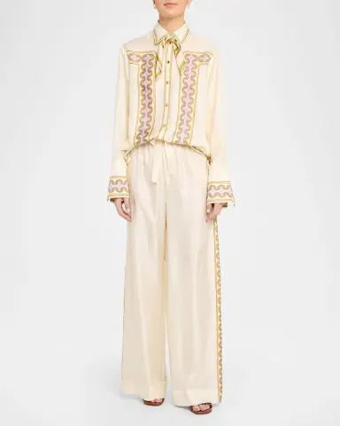 Zimmermann Luna Retro Geo-Print Silk Shirt | Thumbnail 2 Zimmermann Luna Retro Geo-Print Silk Shirt | Thumbnail 2