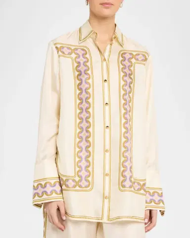 Zimmermann Luna Retro Geo-Print Silk Shirt | Thumbnail 4 Zimmermann Luna Retro Geo-Print Silk Shirt | Thumbnail 4