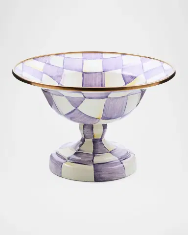 MacKenzie-Childs Violet Check Large Compote | Thumbnail 2 MacKenzie-Childs Violet Check Large Compote | Thumbnail 2
