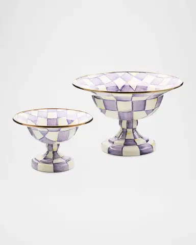 MacKenzie-Childs Violet Check Large Compote | Thumbnail 3 MacKenzie-Childs Violet Check Large Compote | Thumbnail 3