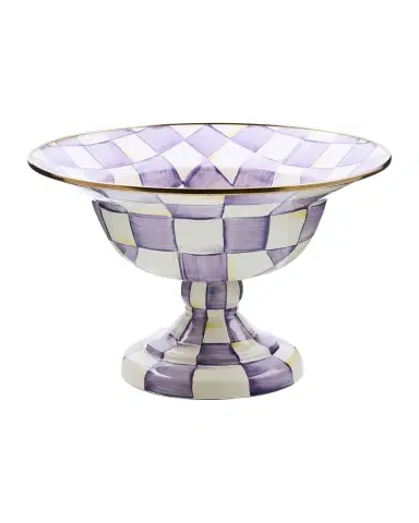 MacKenzie-Childs Violet Check Large Compote | Thumbnail 1 MacKenzie-Childs Violet Check Large Compote | Thumbnail 1