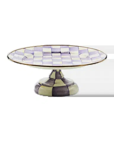 MacKenzie-Childs Violet Check Small Pedestal Platter | Thumbnail 2 MacKenzie-Childs Violet Check Small Pedestal Platter | Thumbnail 2