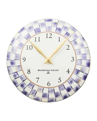 MacKenzie-Childs Violet Check Wall Clock | Thumbnail 1 MacKenzie-Childs Violet Check Wall Clock | Thumbnail 1
