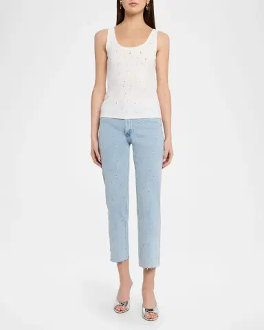 Generation Love Evita Embellished Rib-Knit Jersey Tank Top | Thumbnail 2 Generation Love Evita Embellished Rib-Knit Jersey Tank Top | Thumbnail 2