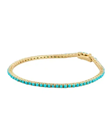 Jennifer Meyer 18K Yellow Gold 4-Prong Turquoise Tennis Bracelet | Thumbnail 1 Jennifer Meyer 18K Yellow Gold 4-Prong Turquoise Tennis Bracelet | Thumbnail 1