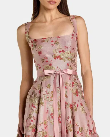 Mac Duggal Floral Brocade A-Line Midi-Dress | Thumbnail 2 Mac Duggal Floral Brocade A-Line Midi-Dress | Thumbnail 2