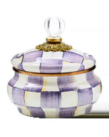 MacKenzie-Childs Violet Check Squashed Pot | Thumbnail 2 MacKenzie-Childs Violet Check Squashed Pot | Thumbnail 2