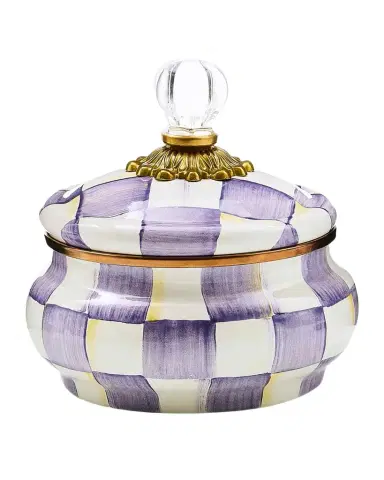 MacKenzie-Childs Violet Check Squashed Pot | Thumbnail 1 MacKenzie-Childs Violet Check Squashed Pot | Thumbnail 1