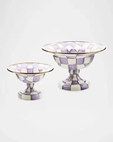 MacKenzie-Childs Violet Check Small Compote | Thumbnail 2 MacKenzie-Childs Violet Check Small Compote | Thumbnail 2