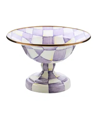 MacKenzie-Childs Violet Check Small Compote | Thumbnail 1 MacKenzie-Childs Violet Check Small Compote | Thumbnail 1