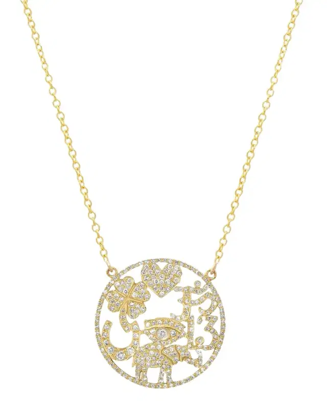 18K Diamond Open Good Luck Necklace 18K Diamond Open Good Luck Necklace