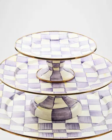 MacKenzie-Childs Violet Check Mini Pedestal Platter | Thumbnail 2 MacKenzie-Childs Violet Check Mini Pedestal Platter | Thumbnail 2