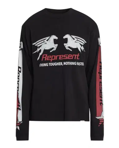 Represent Men's Mesh Pegasus Cotton Long-Sleeve T-Shirt | Thumbnail 1 Represent Men's Mesh Pegasus Cotton Long-Sleeve T-Shirt | Thumbnail 1