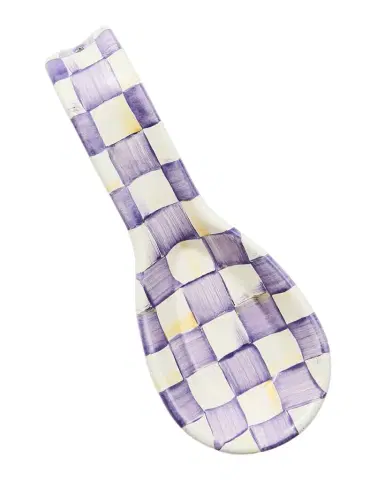MacKenzie-Childs Violet Check Spoon Rest | Thumbnail 1 MacKenzie-Childs Violet Check Spoon Rest | Thumbnail 1