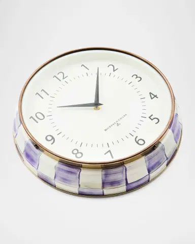 MacKenzie-Childs Violet Check School Wall Clock | Thumbnail 2 MacKenzie-Childs Violet Check School Wall Clock | Thumbnail 2