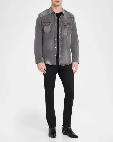 Monfrère Men's Eastwood Denim Snap-Button Western Shirt | Thumbnail 2 Monfrère Men's Eastwood Denim Snap-Button Western Shirt | Thumbnail 2