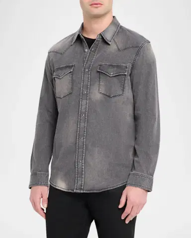Monfrère Men's Eastwood Denim Snap-Button Western Shirt | Thumbnail 4 Monfrère Men's Eastwood Denim Snap-Button Western Shirt | Thumbnail 4