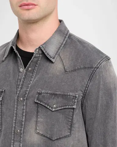 Monfrère Men's Eastwood Denim Snap-Button Western Shirt | Thumbnail 5 Monfrère Men's Eastwood Denim Snap-Button Western Shirt | Thumbnail 5