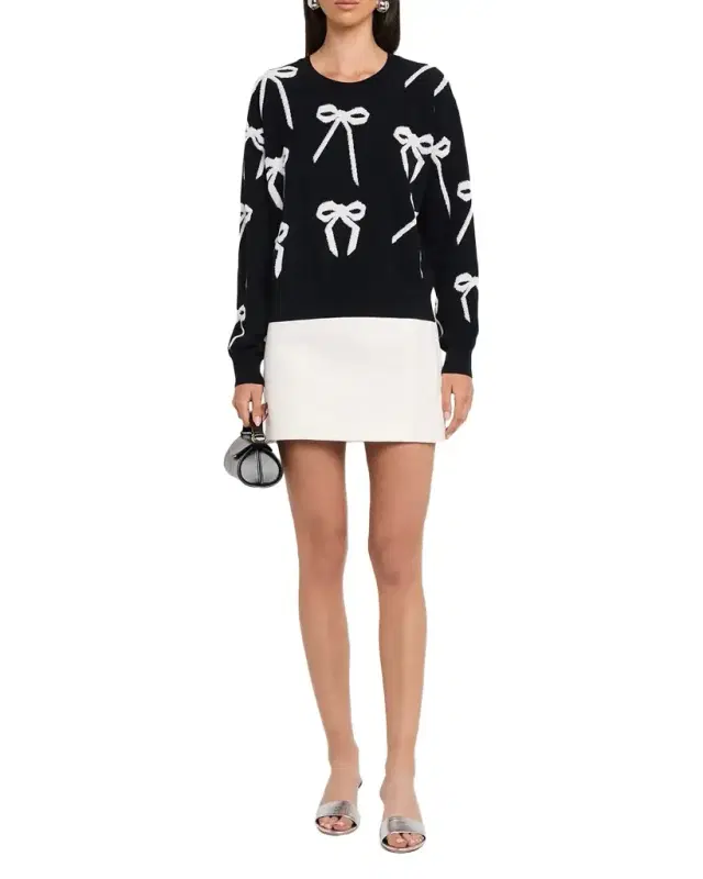Bow Jacquard Crewneck Sweater Bow Jacquard Crewneck Sweater