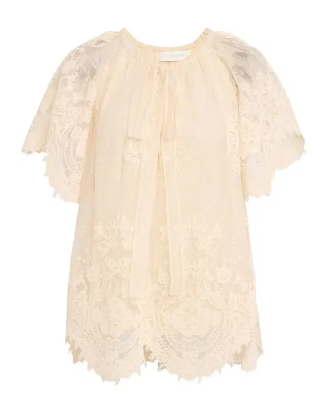 Luna Floral Lace Flutter-Sleeve Blouse Luna Floral Lace Flutter-Sleeve Blouse
