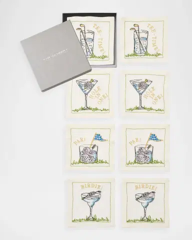 Kim Seybert Tee Time Embroidered Cocktail Napkins, Set of 8 | Thumbnail 2 Kim Seybert Tee Time Embroidered Cocktail Napkins, Set of 8 | Thumbnail 2