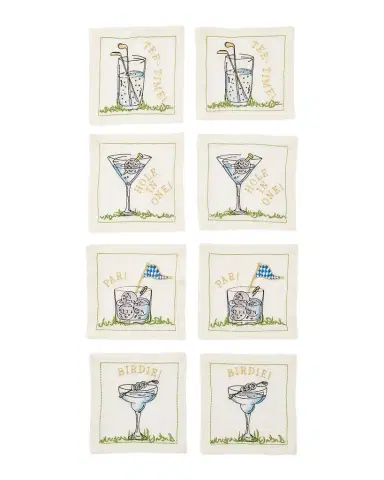 Kim Seybert Tee Time Embroidered Cocktail Napkins, Set of 8 | Thumbnail 1 Kim Seybert Tee Time Embroidered Cocktail Napkins, Set of 8 | Thumbnail 1