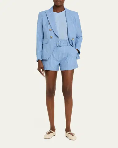 Veronica Beard Piper Belted Pinstripe Shorts | Thumbnail 2 Veronica Beard Piper Belted Pinstripe Shorts | Thumbnail 2