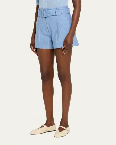 Veronica Beard Piper Belted Pinstripe Shorts | Thumbnail 4 Veronica Beard Piper Belted Pinstripe Shorts | Thumbnail 4